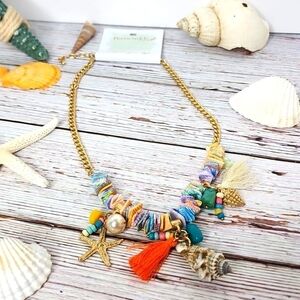 NEW PERIWINKLE BY BARLOW GOLD BEACH VACATION NECKLACE SUMMER SHELL COASTAL #0195